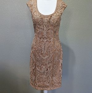 Sue Wong Dress, Pink Lace/Embroidery, Sz 6, Knee-length